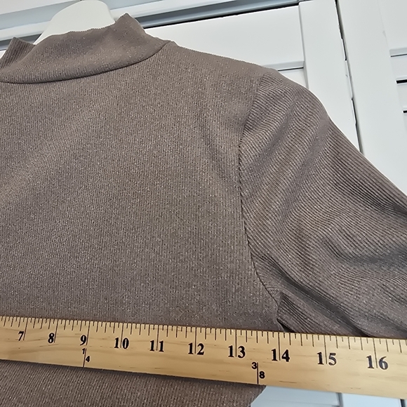 GIRLFRIEND COLLECTIVE Vivien‎ Bodysuit Taupe Brown Long Sleeve Mock Neck Large - Picture 8 of 10